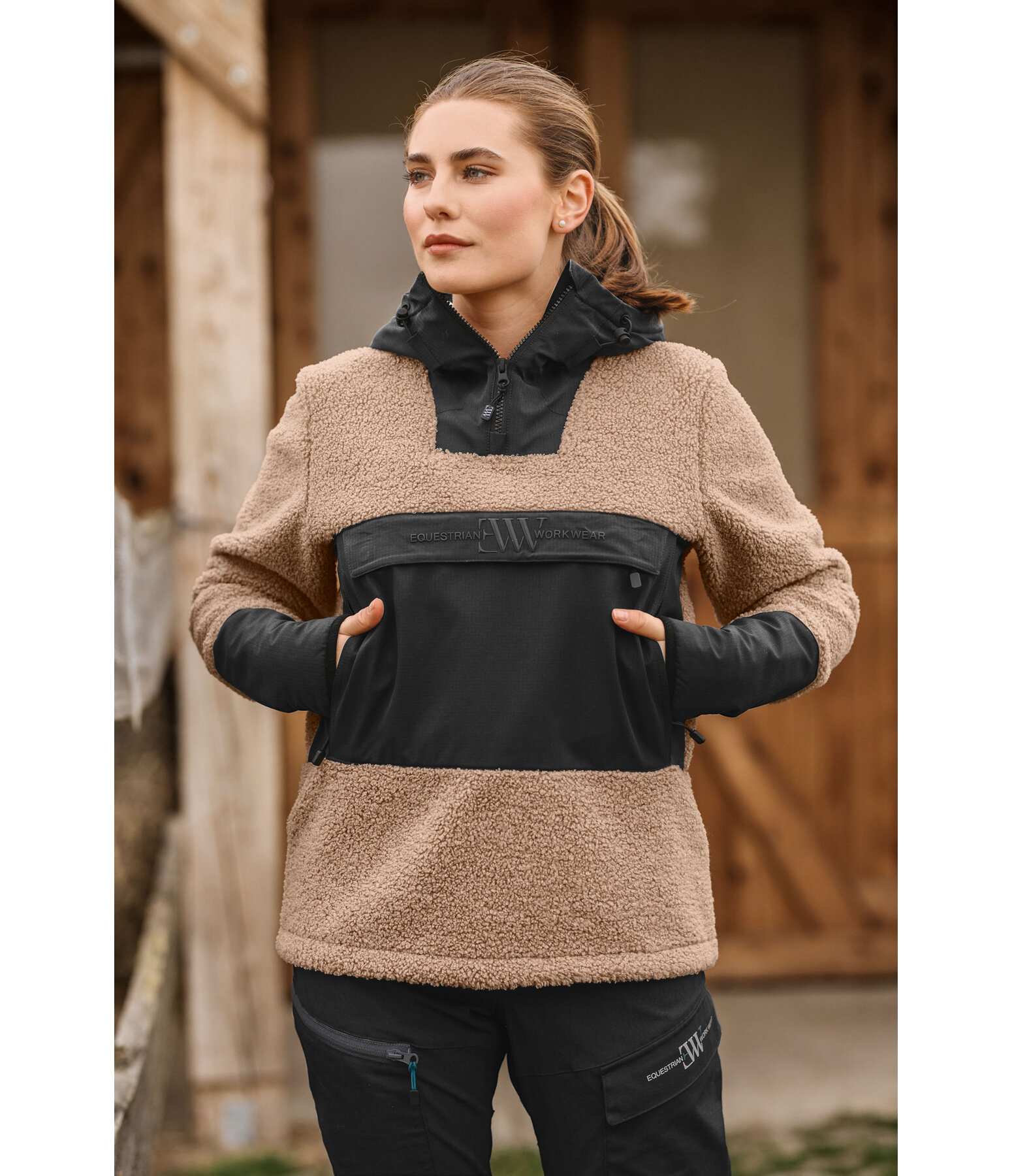 sherpa fleece hoodie met capuchon