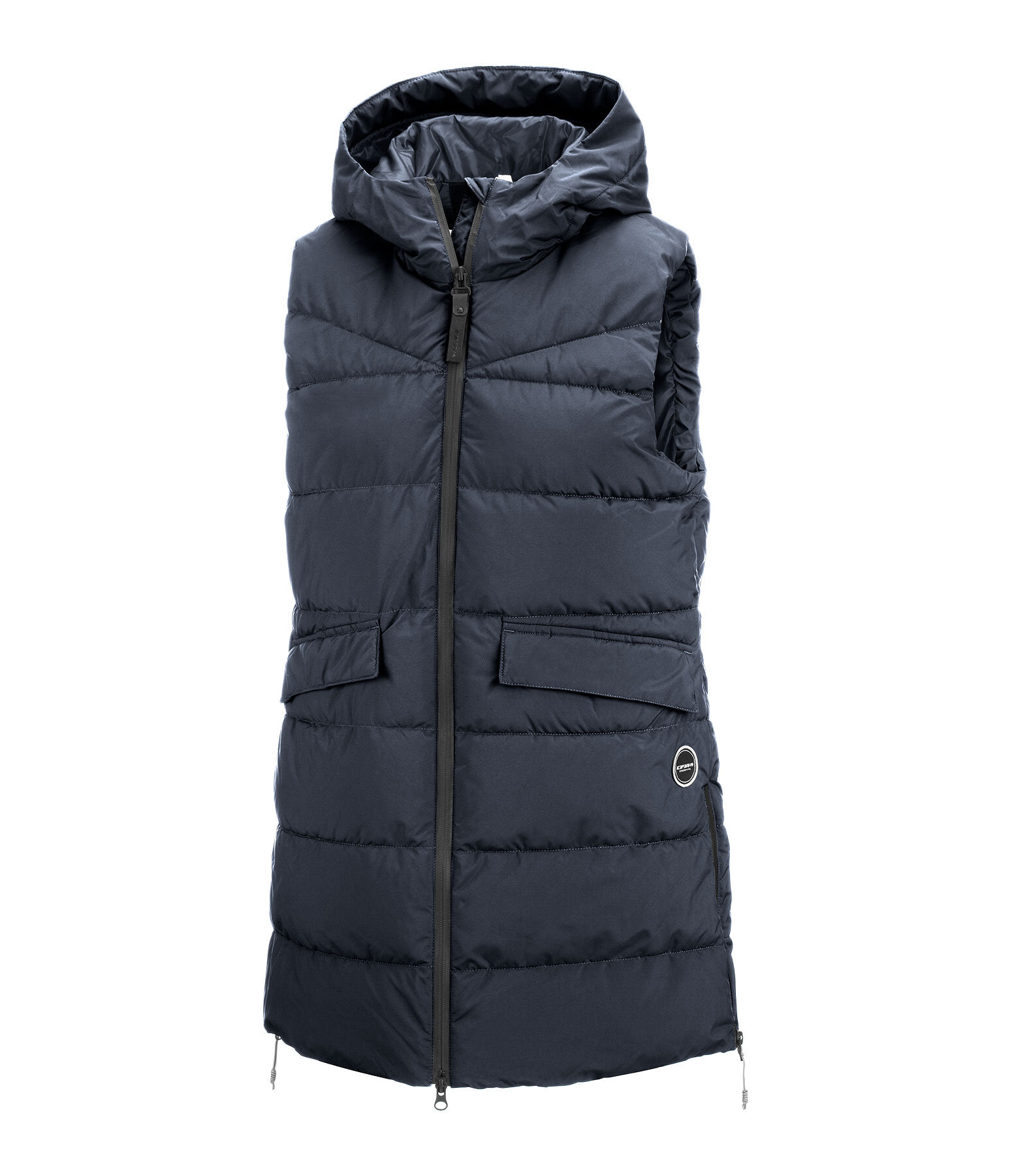 doorgestikte bodywarmer Akene met capuchon