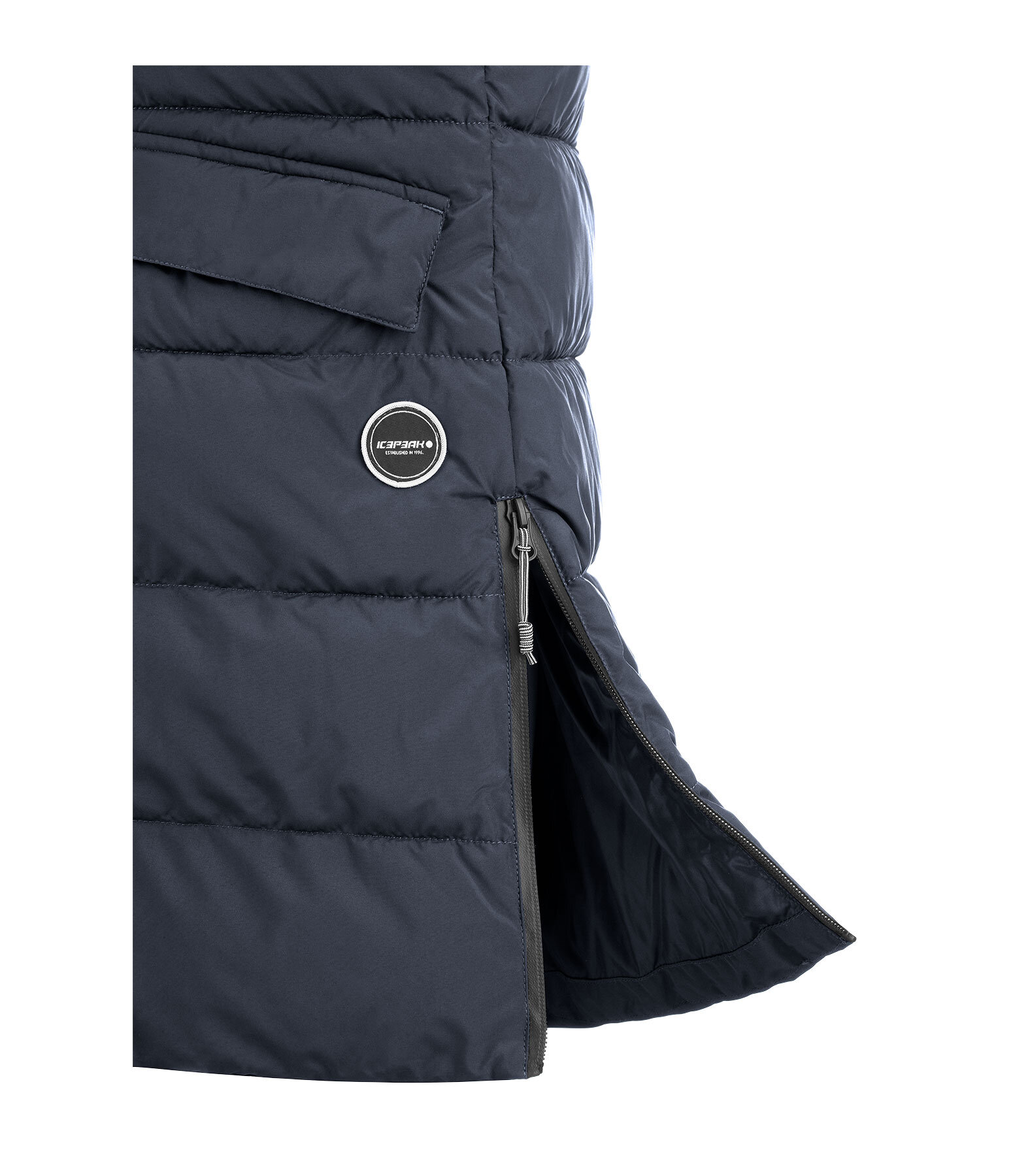 doorgestikte bodywarmer Akene met capuchon