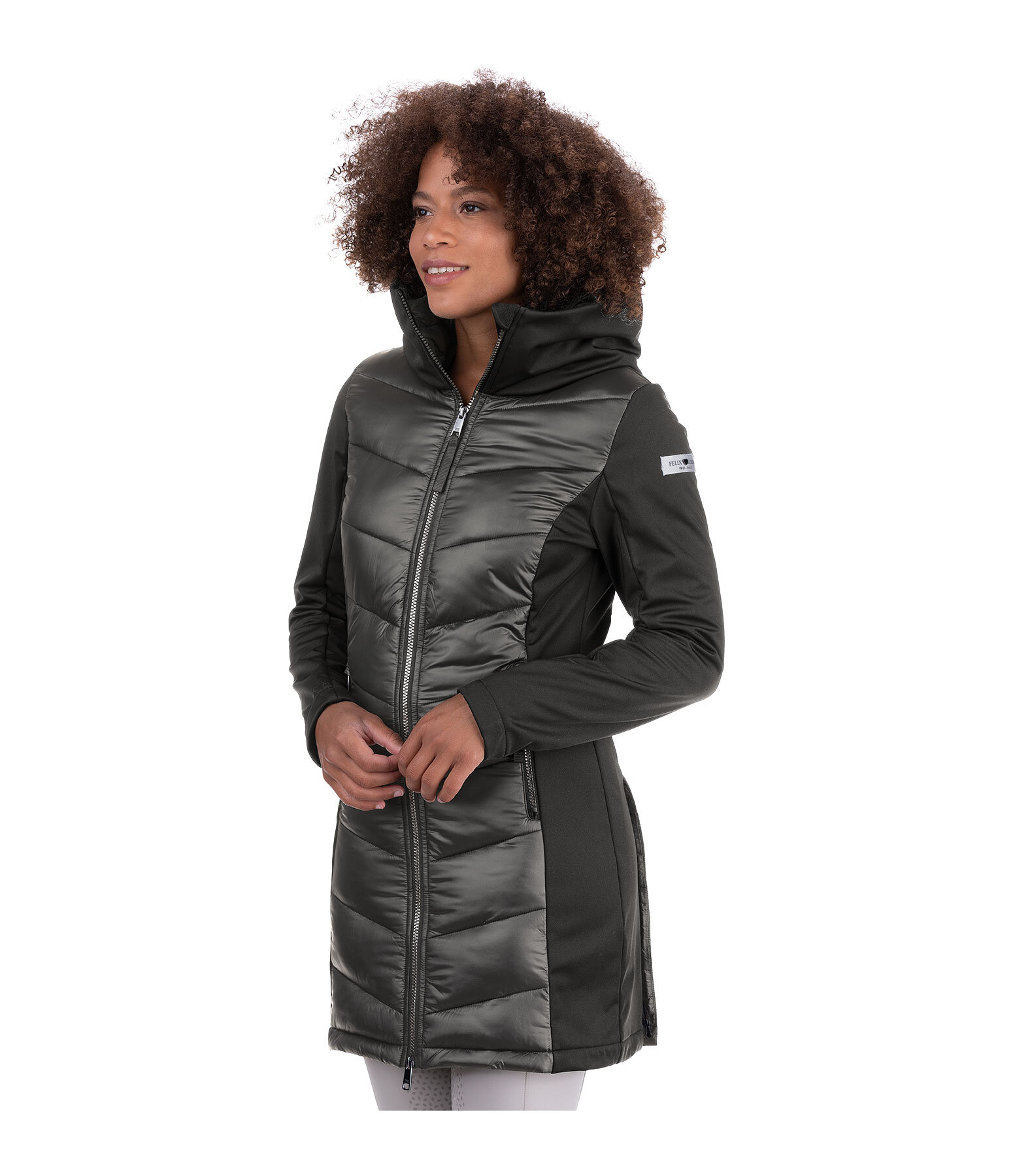 softshell combi rijmantel Charlotte met capuchon