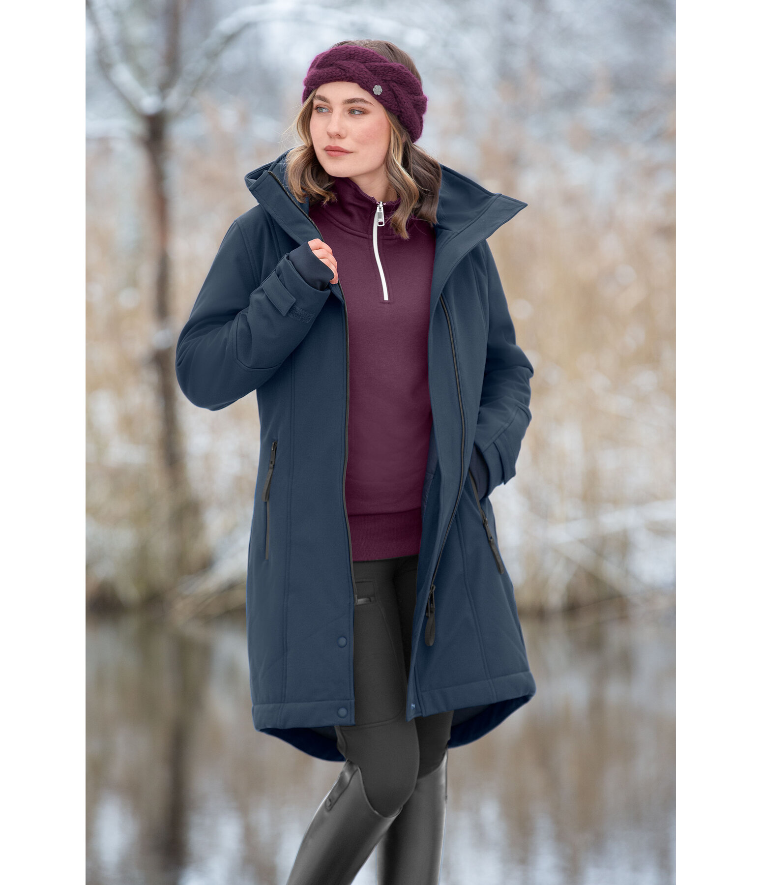 softshell rij-jas Aurelie met capuchon