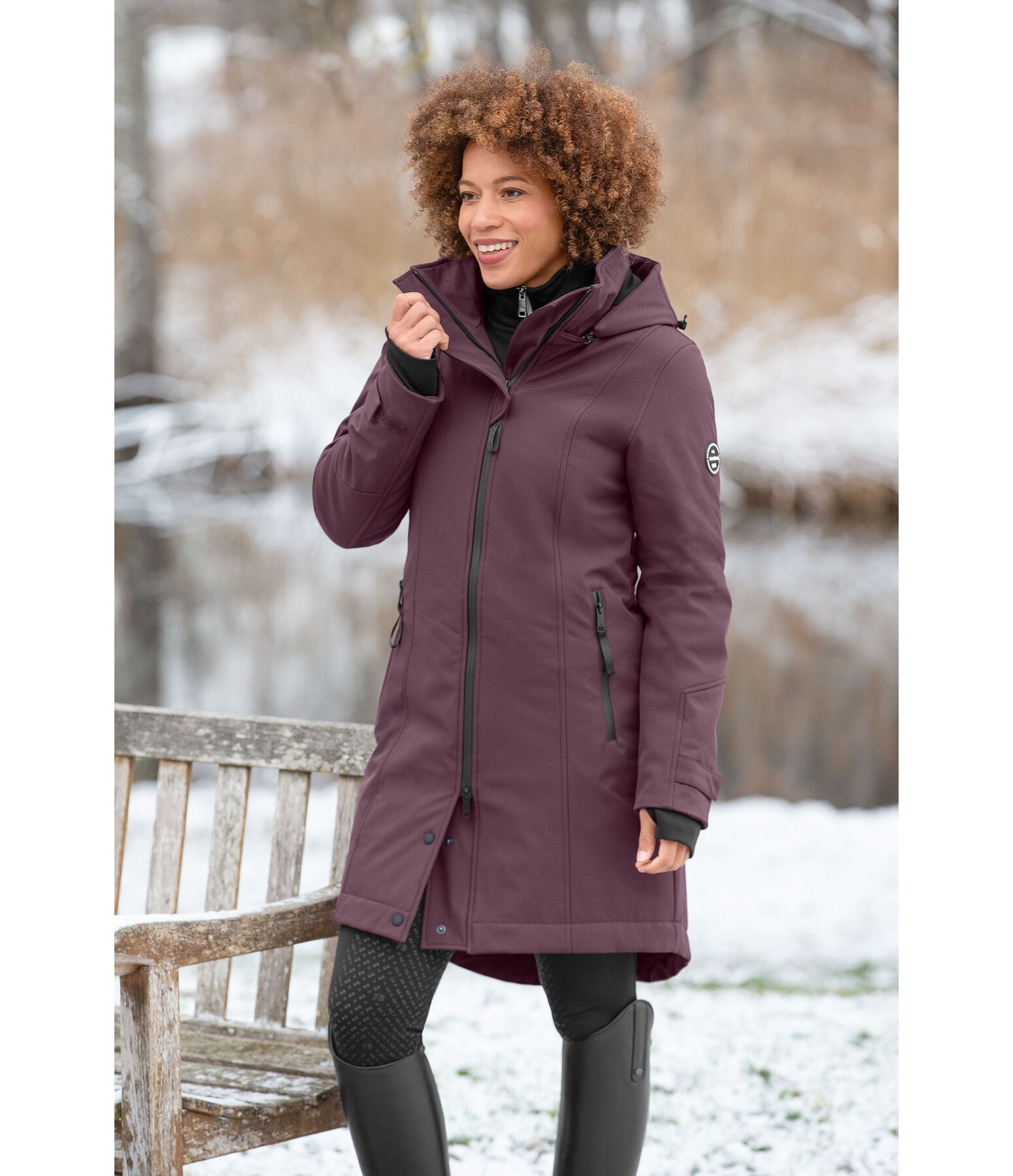 softshell rij-jas Aurelie met capuchon