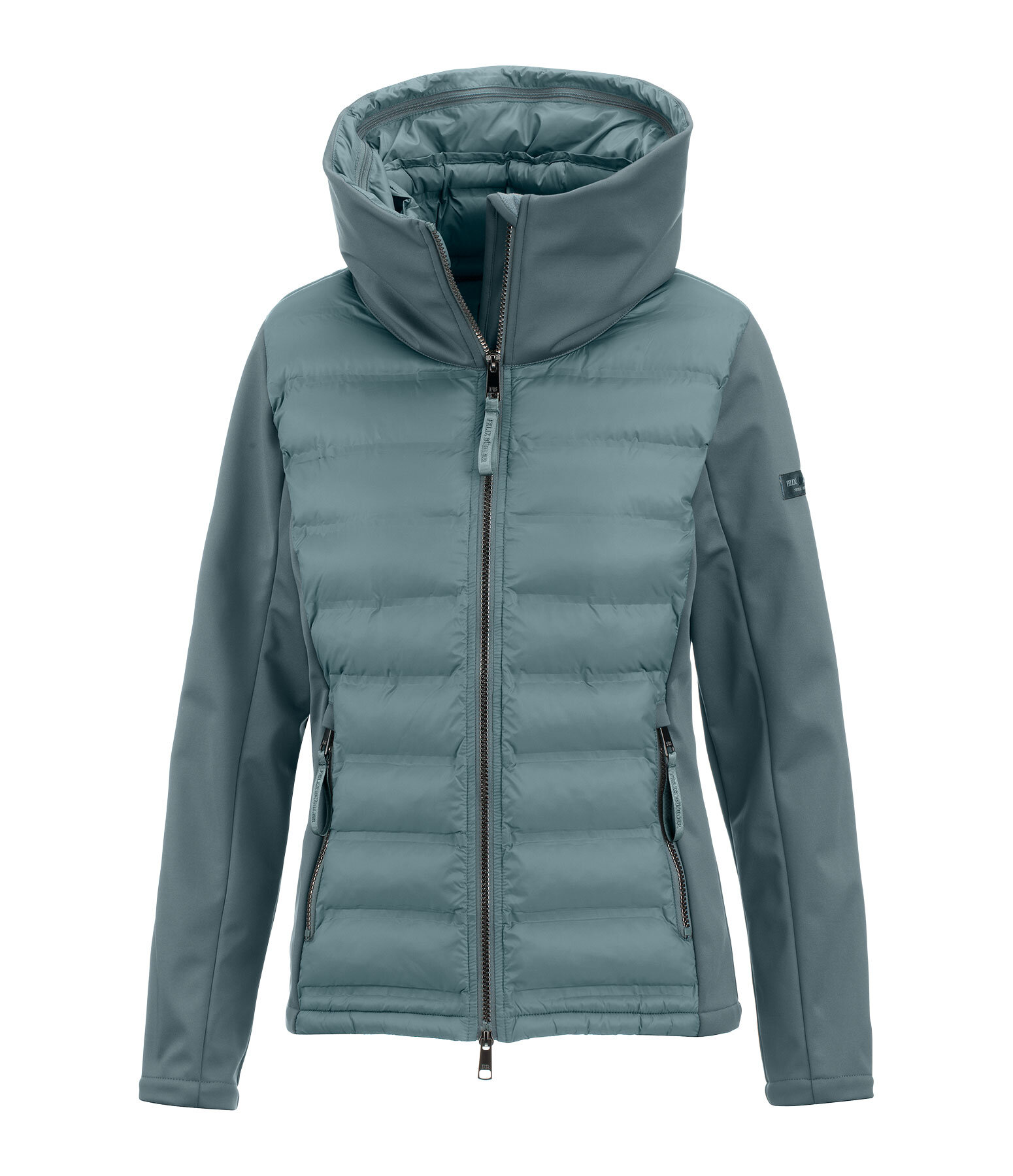 softshell combi rij-jas Celina met capuchon