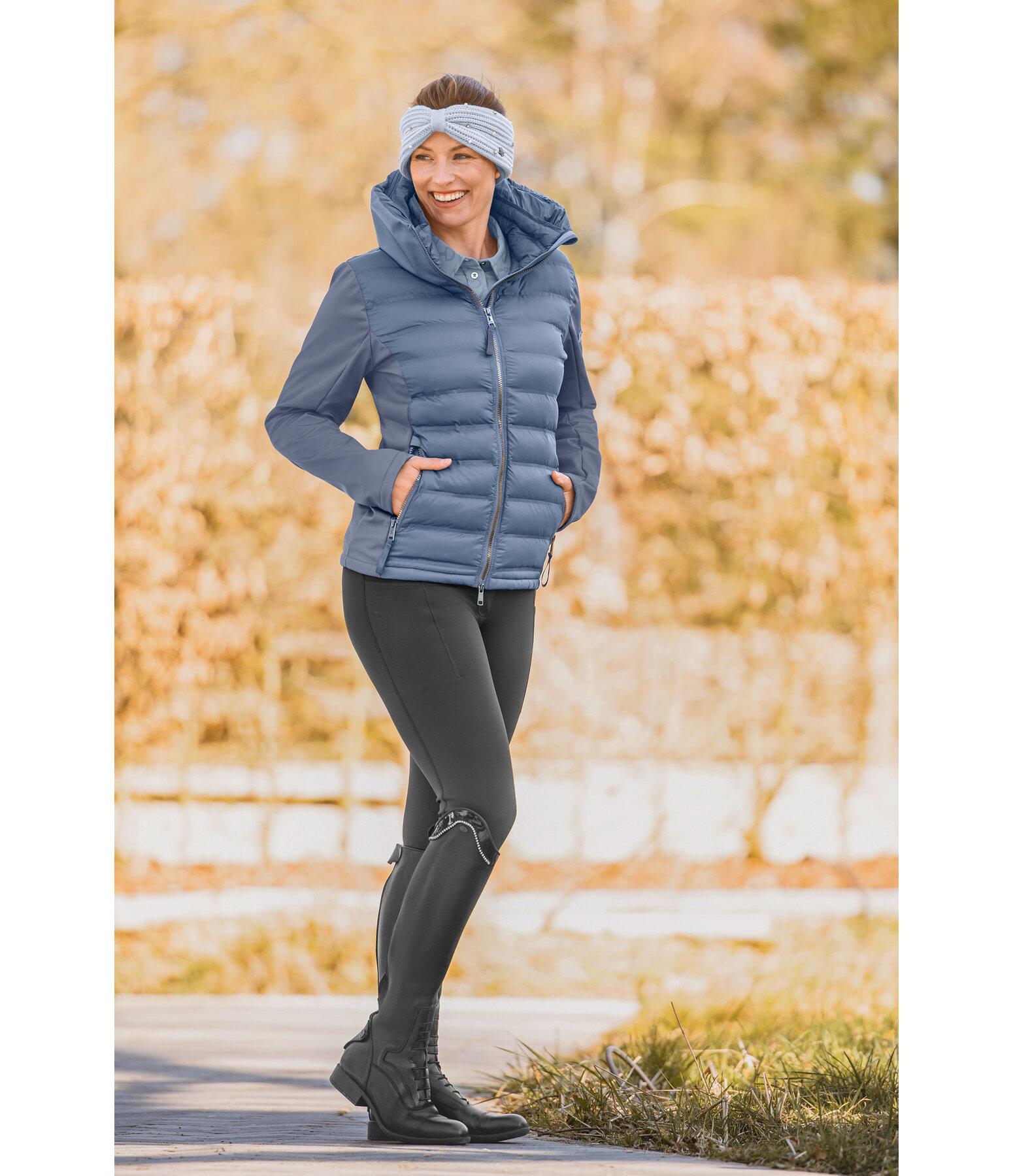 softshell combi rij-jas Celina met capuchon