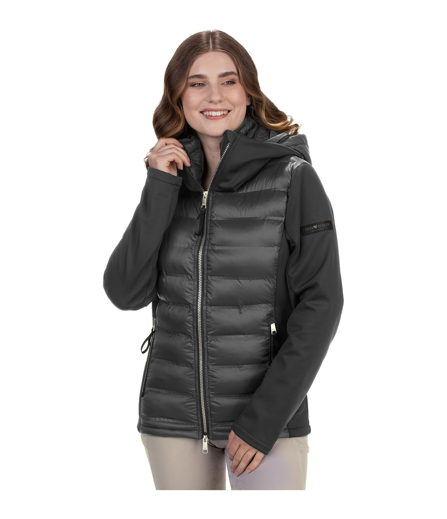 softshell combi rij-jas Celina met capuchon
