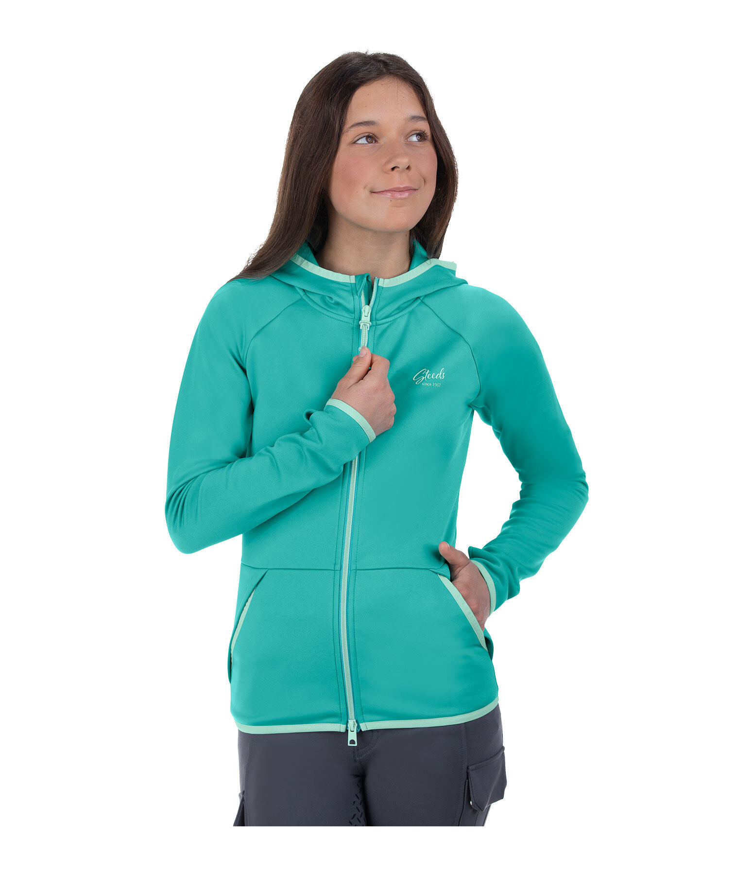 kids power-stretchjas Lene met capuchon