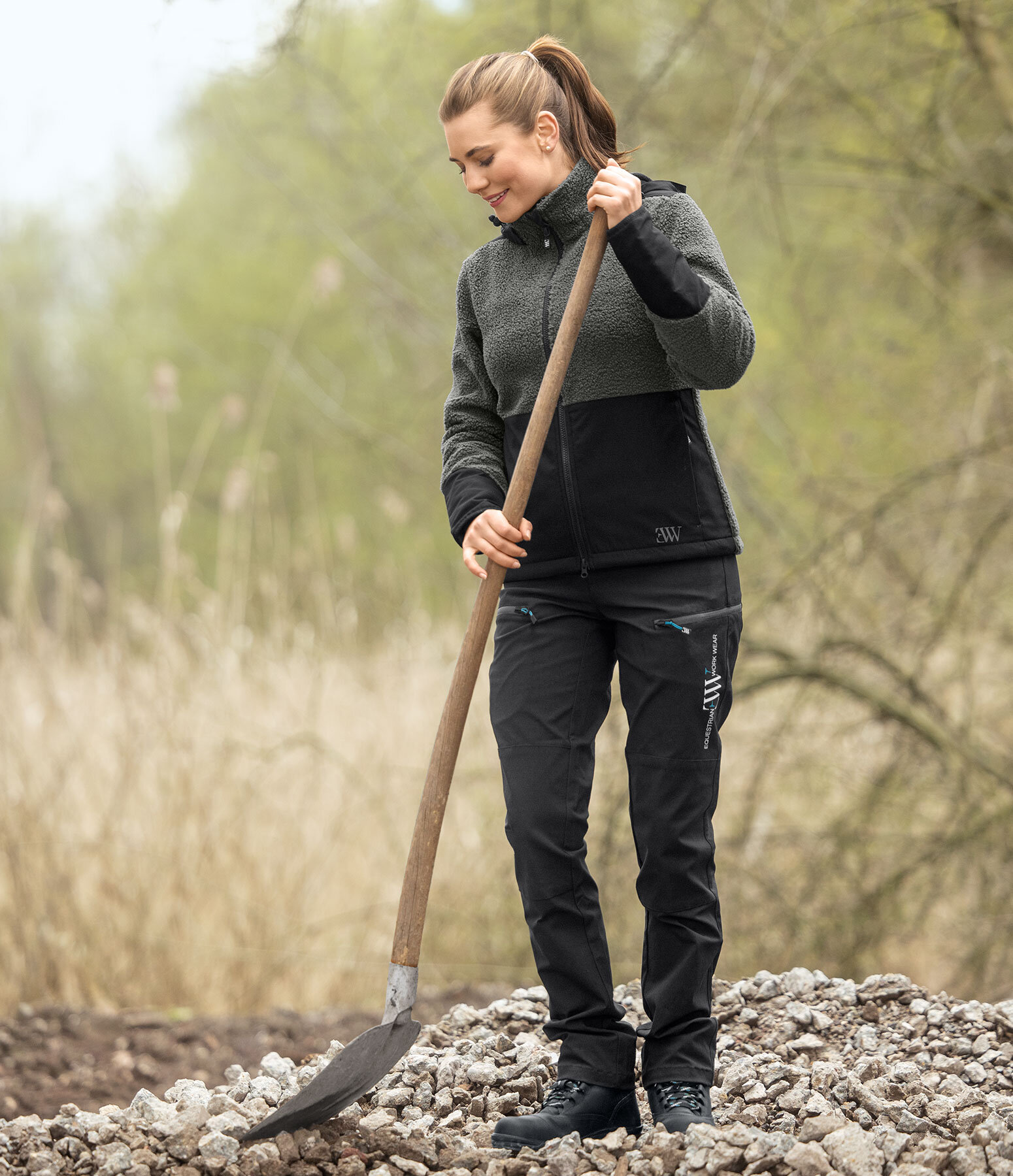 Dames-Outfit Sherpa-Hoodie met afneembare capuchon