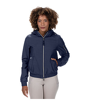 Molirex Waterdichte opvouwbare regenjas met capuchon voor dames, reflecterend fietsjack voor 's nachts, licht, waterdicht, windbreaker, A-zwart, M