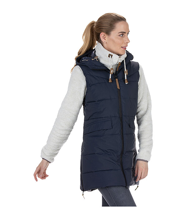 doorgestikte bodywarmer Akene met capuchon