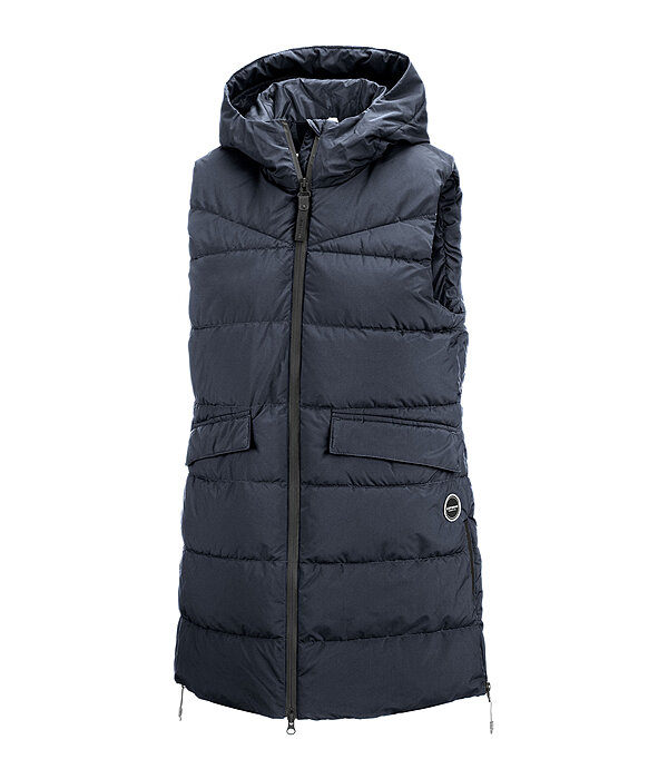 doorgestikte bodywarmer Akene met capuchon