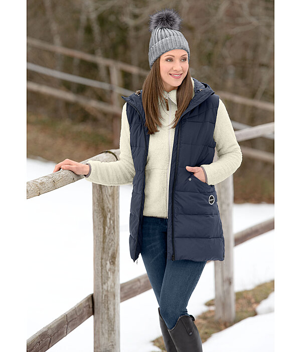 doorgestikte bodywarmer Akene met capuchon