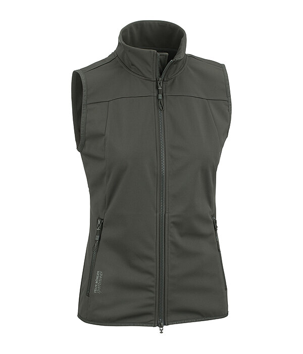 Sportliche Softshellweste aus dehnbarem 4-Way-Stetchmaterial. Winddicht und atmungsaktiv. Mit Stehkragen und unterlegtem 2-Wege-