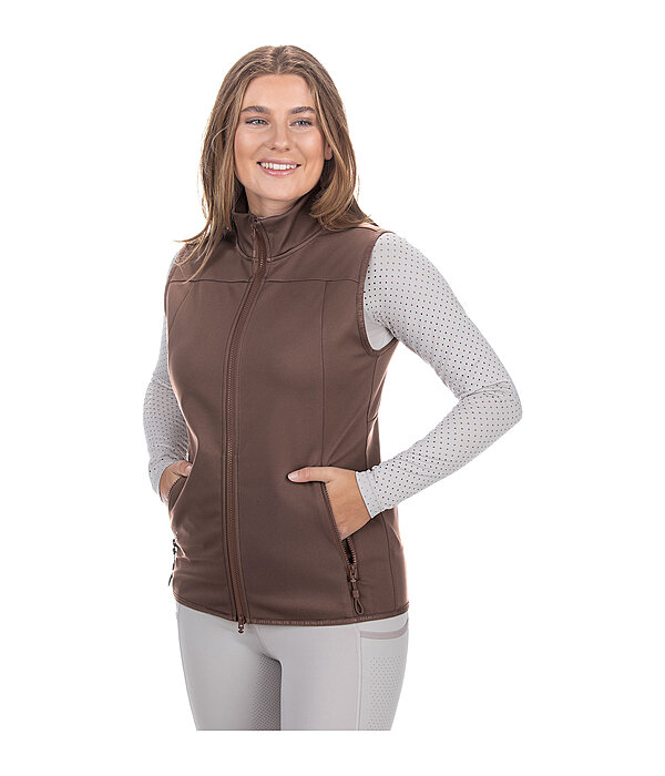 Sportliche Softshellweste aus dehnbarem 4-Way-Stetchmaterial. Winddicht und atmungsaktiv. Mit Stehkragen und unterlegtem 2-Wege-