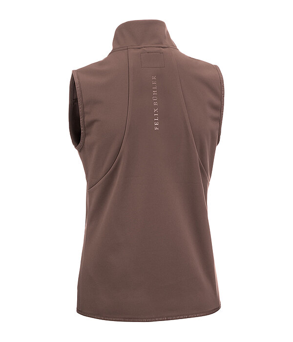 Sportliche Softshellweste aus dehnbarem 4-Way-Stetchmaterial. Winddicht und atmungsaktiv. Mit Stehkragen und unterlegtem 2-Wege-